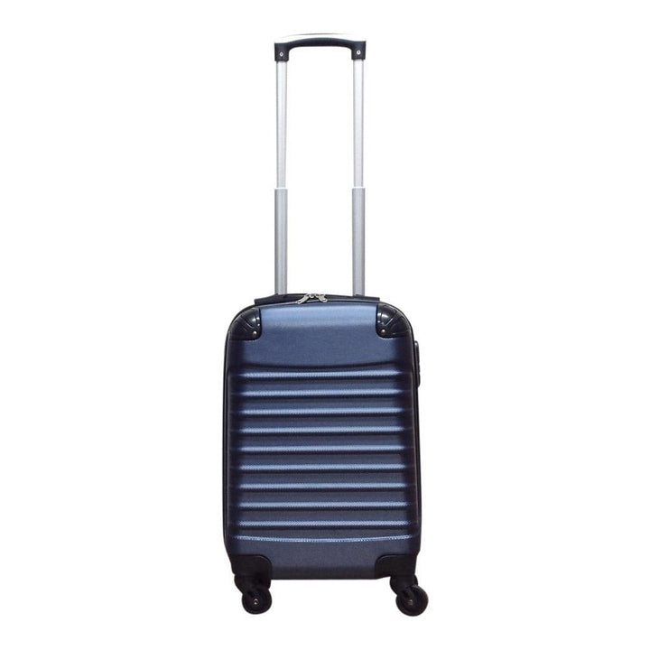 Moderne donkerblauwe 2-delige hardshell kofferset, essentiële bagage voor frequent reizen.