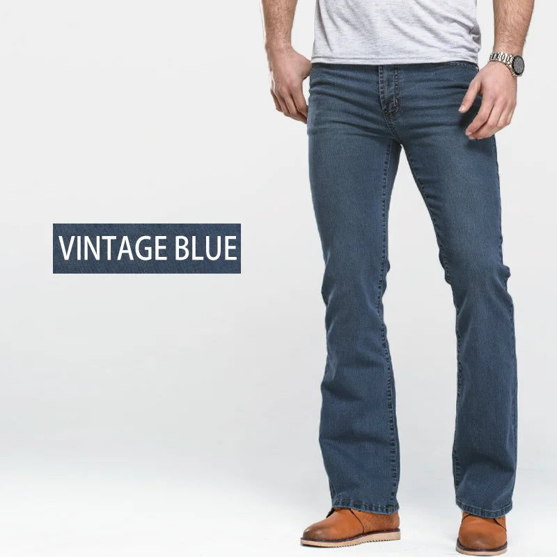 Stijlvolle zwarte herenjeans Lucas met slim fit bootcut, essentieel voor moderne herenmode.
