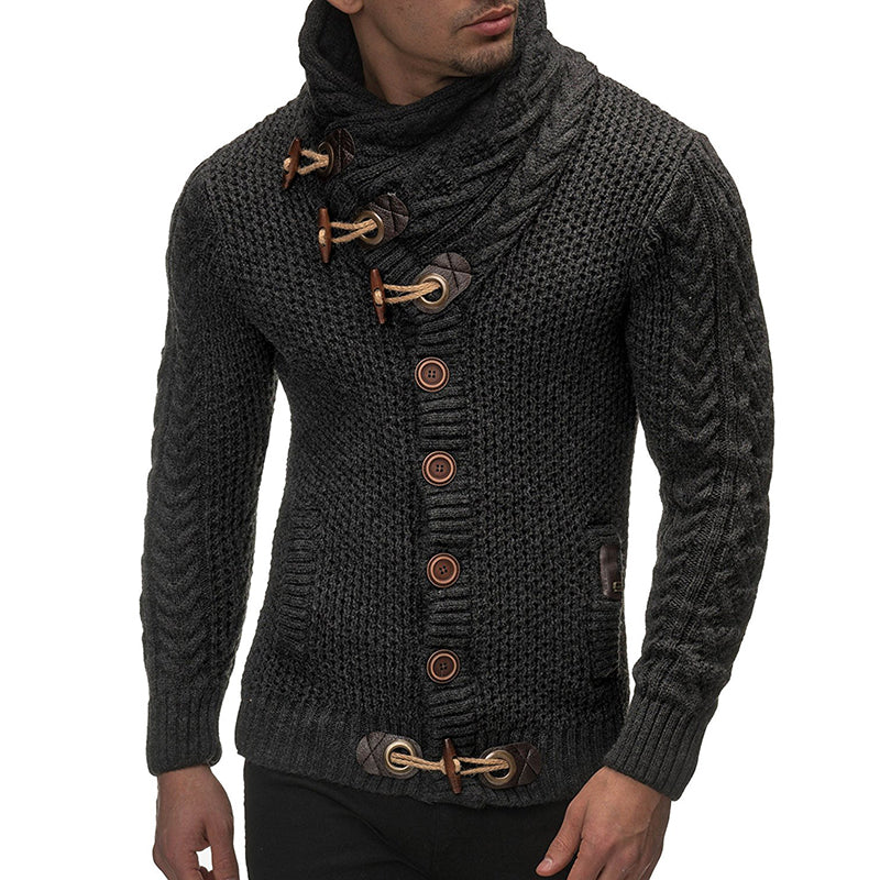 Stijlvol heren vest met hoge coltrui en knopen, ideaal voor casual en warme winterkleding.