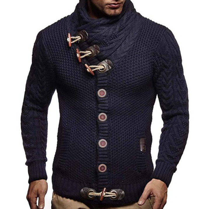 Modern heren turtleneck vest met knopen, comfortabel gebreid en stijlvol voor elke man.