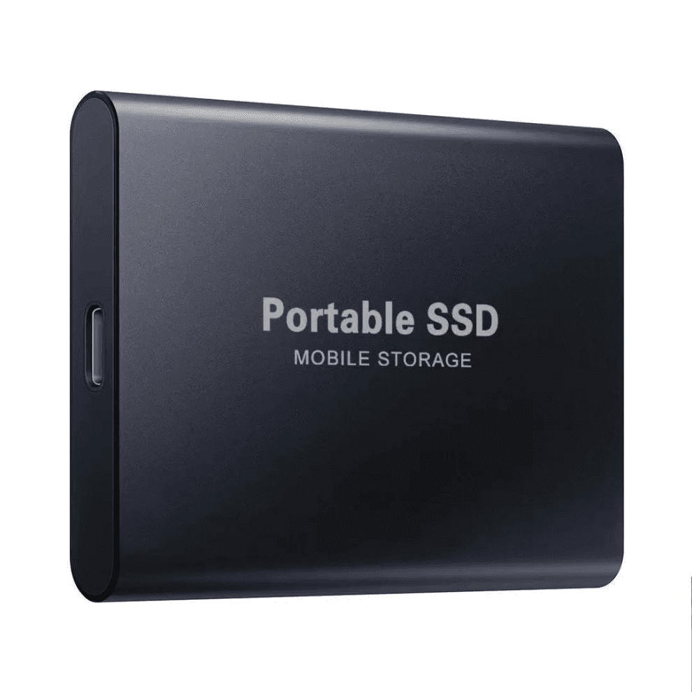 Zwarte draagbare SSD externe harde schijf