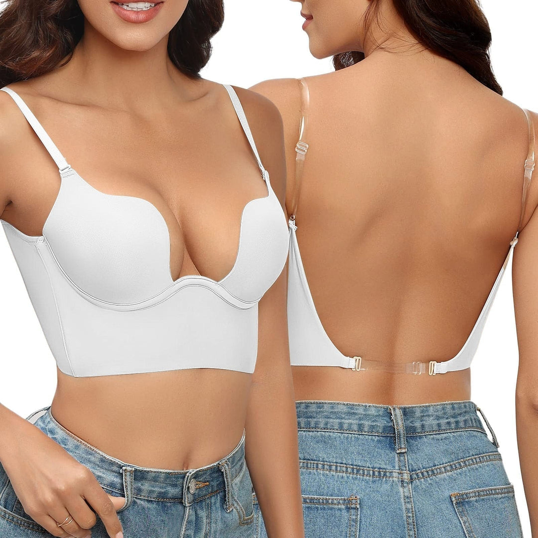 Dames witte backless comfort bh voor en achterkant