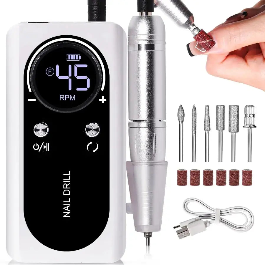 Draadloze professionele elektrische nagelvijl 45000RPM met oplaadbare accu voor manicure en nagelverzorging