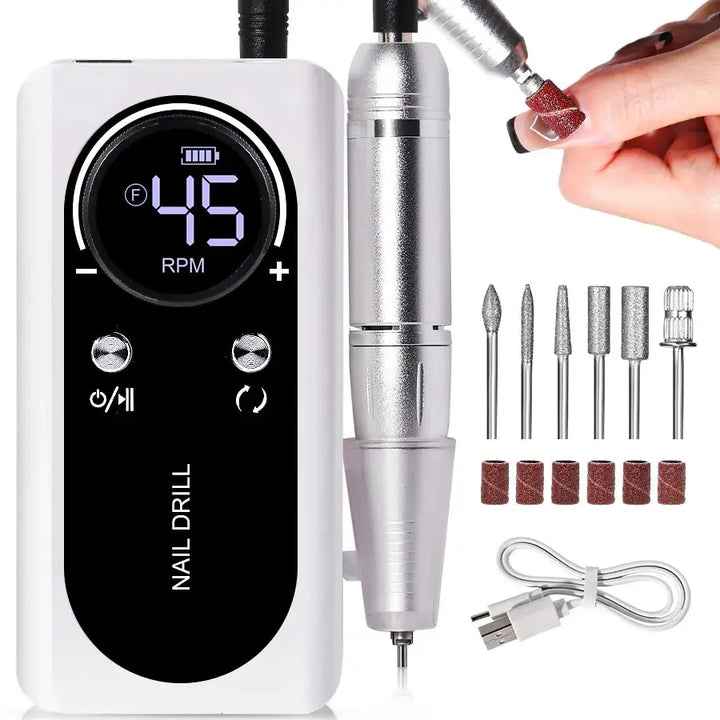 Draadloze professionele elektrische nagelvijl 45000RPM met oplaadbare accu voor manicure en nagelverzorging