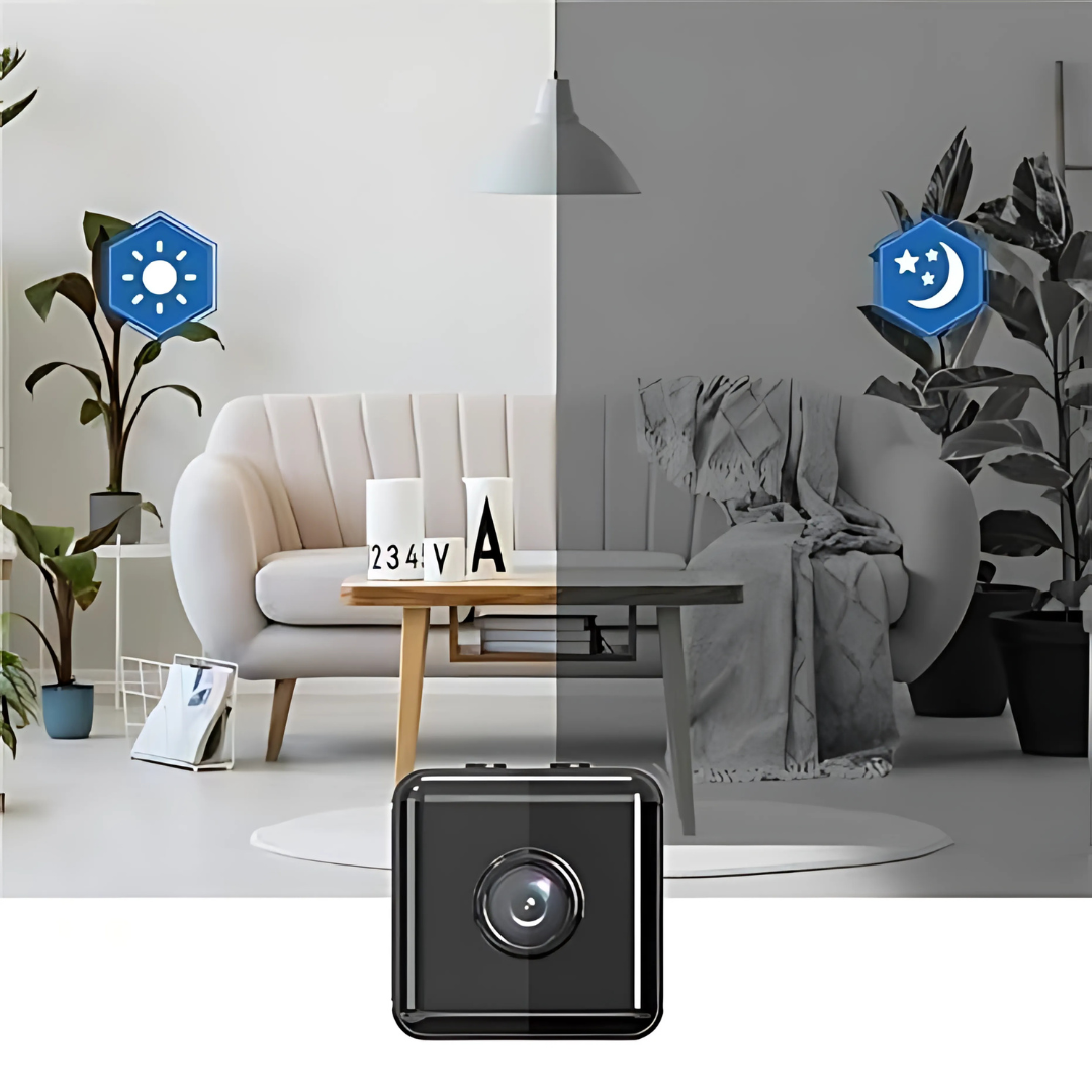 Compacte draadloze wifi beveiligingscamera 1080p, ideaal voor huisbewaking met appbediening.