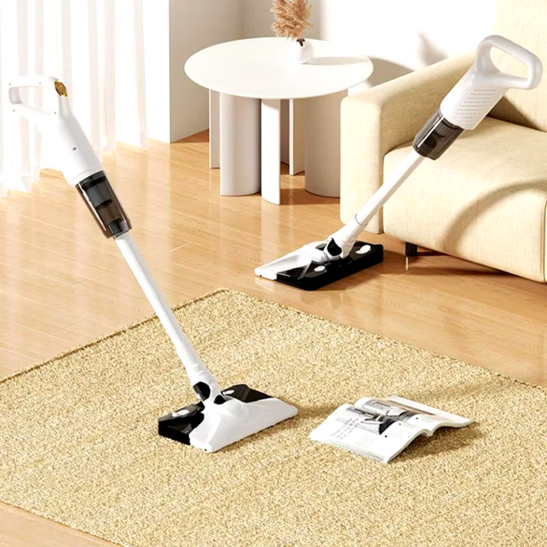 Draadloze 2-in-1 stofzuiger en dweil reinigt vloeren moeiteloos. Perfect voor een grondige schoonmaak.