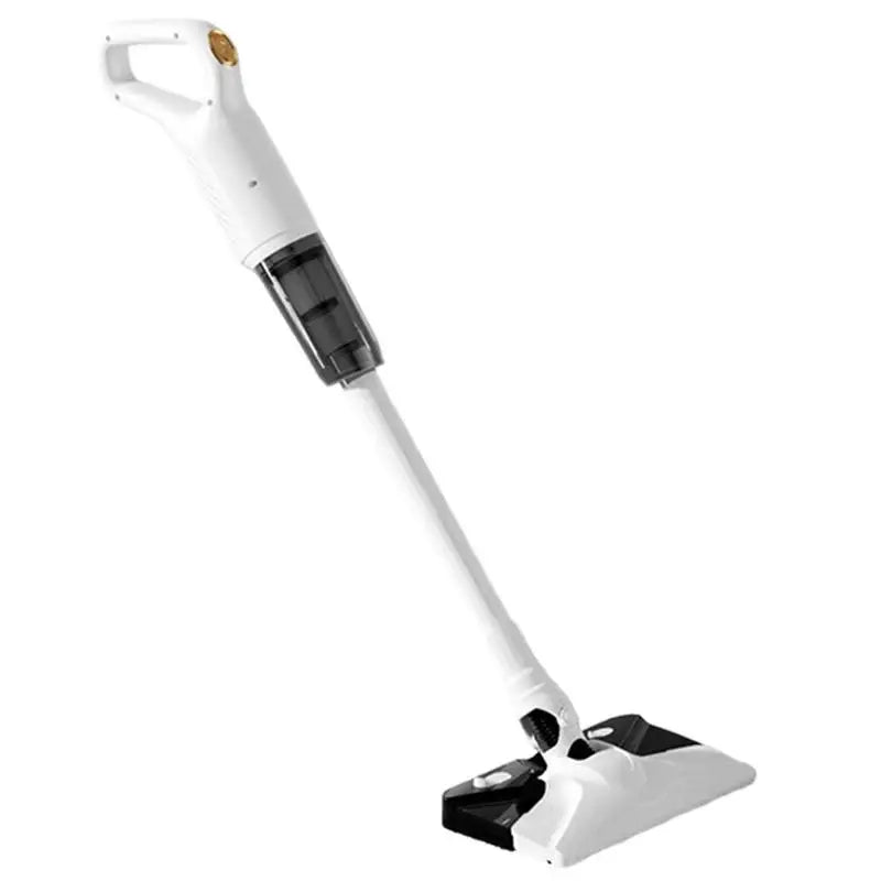 Moderne 2-in-1 draadloze stofzuiger en dweil in actie, voor een efficiënte en snelle schoonmaak.