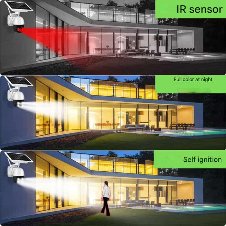 Optimale bewaking met deze 4K draadloze beveiligingscamera. Zonnepaneel zorgt voor continue voeding buiten.