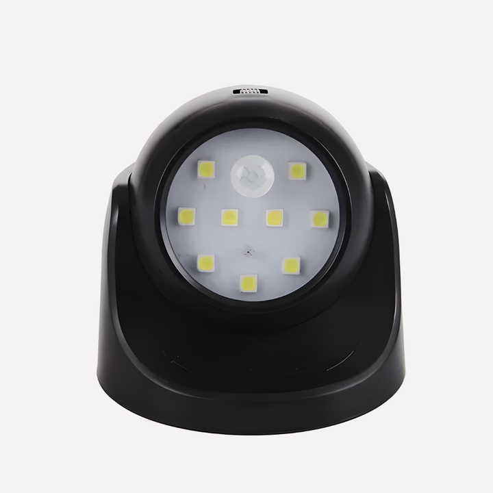 Draadloze LED spot met bewegingssensor, energiezuinig voor tuin, terras of entree, werkt op batterijen.