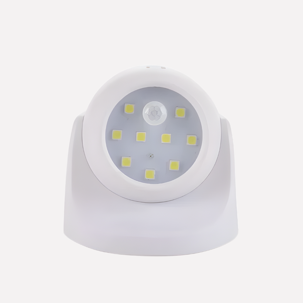 Flexibele draadloze LED spot met bewegingssensor verlicht donkere hoeken in de tuin of bij de entree.