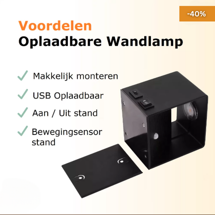 Moderne wandlamp met LED verlichting en bewegingssensor. Energiezuinig, draadloos en eenvoudig te installeren.