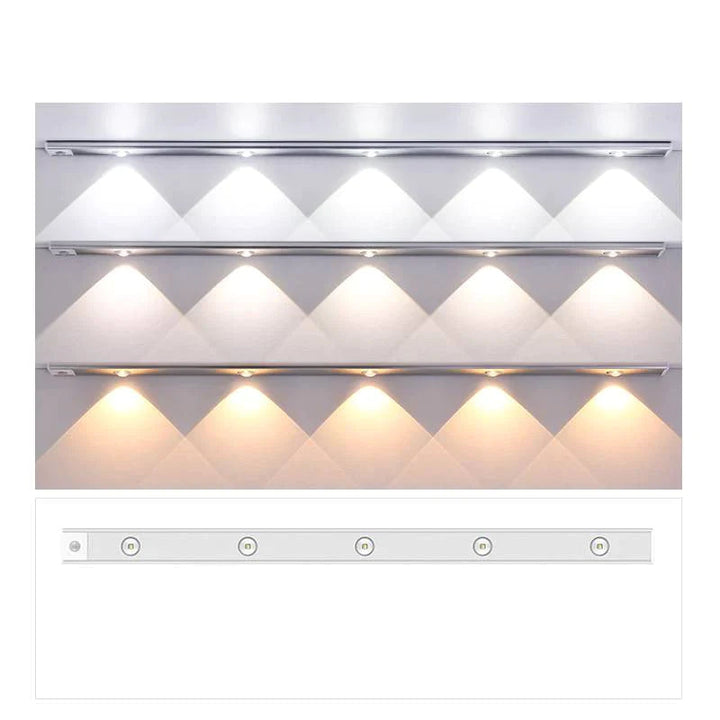 Stijlvolle draadloze wandlamp met LED, bewegingssensor en aanpasbare kleur voor sfeervolle interieurverlichting.