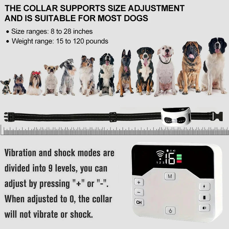 Draadloze omheining voor hondenveiligheid, houdt uw hond veilig binnen grenzen; essentiële huisdieraccessoires.