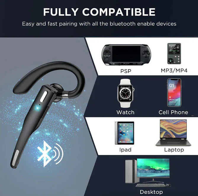 RoadMic Pro headset met stabiele Bluetooth 5.1 verbinding, geoptimaliseerd voor betrouwbare draadloze communicatie.