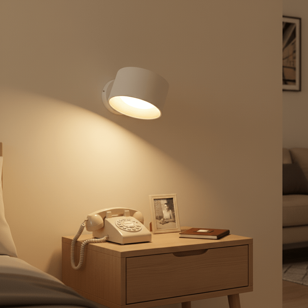 Flexibele draadloze LED wandlamp met afstandsbediening. Scandinavisch design voor modern interieur, makkelijk te plaatsen.