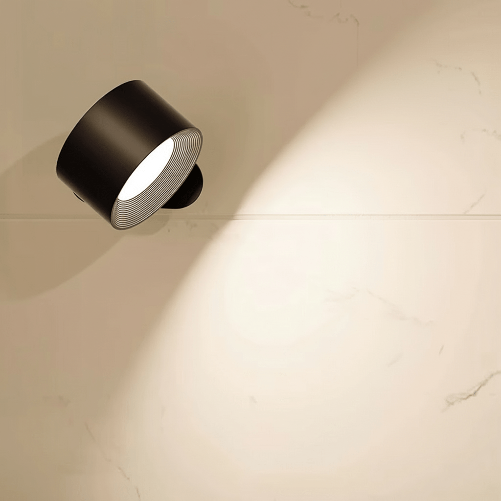 Minimalistische draadloze LED wandlamp met afstandsbediening. Strak Scandinavisch design voor een modern interieur.