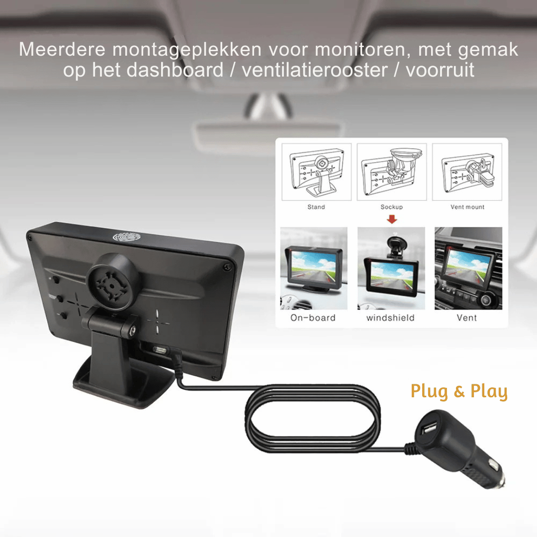 Auto parkeerhulp: draadloze HD achteruitrijcamera met zonne-energie. Ideaal voor eenvoudig en veilig achteruitrijden.