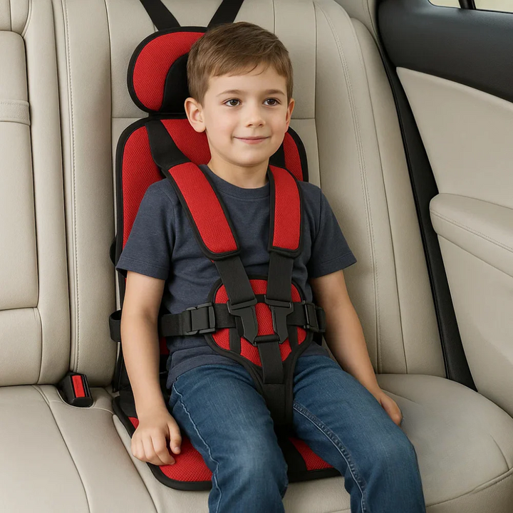 Compact, draagbaar kinderautostoeltje in zwart. Ideaal veiligheidszitje voor reizen en dagelijks gebruik.