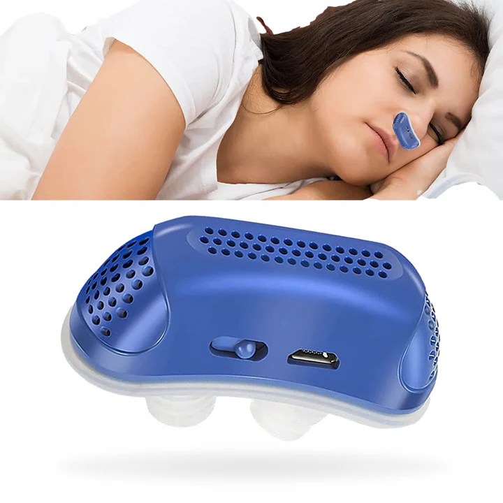Draagbaar micro CPAP-apparaat, ideaal voor reizen, vermindert snurken en verbetert de ademhaling bij slaapapneu.