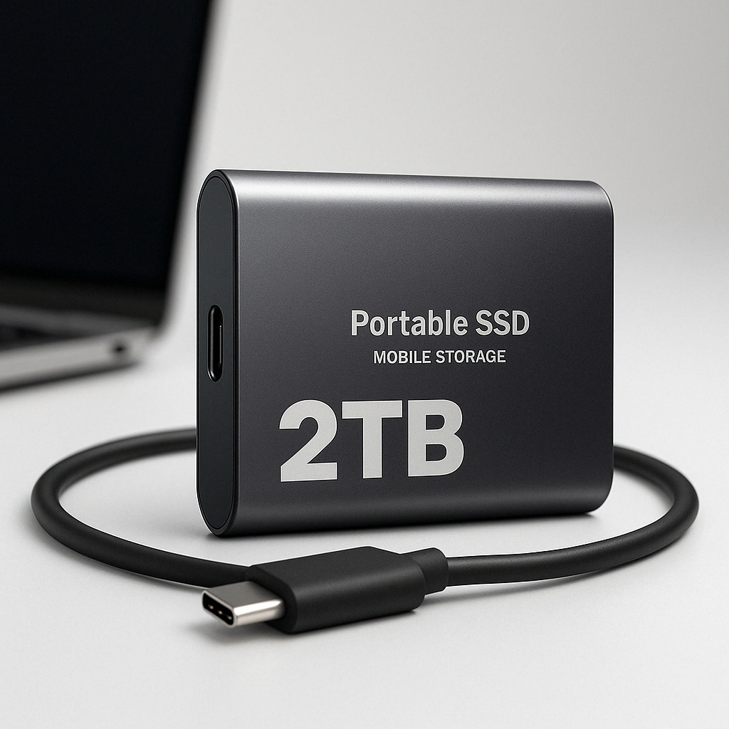 Draagbare 2TB externe SSD met USB-C, razendsnel voor Mac, Windows, Linux. Compacte data-opslag.