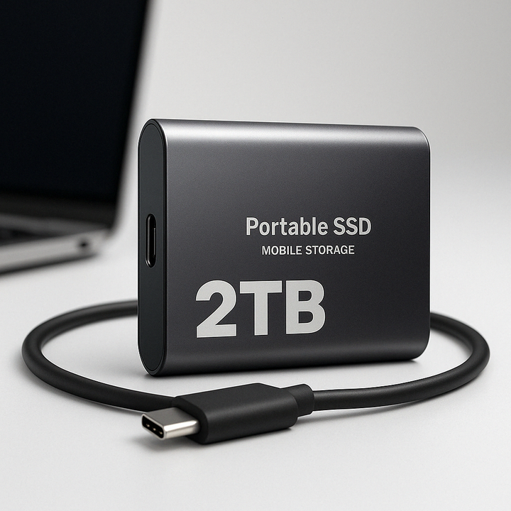 Draagbare 2TB externe SSD met USB-C, razendsnel voor Mac, Windows, Linux. Compacte data-opslag.
