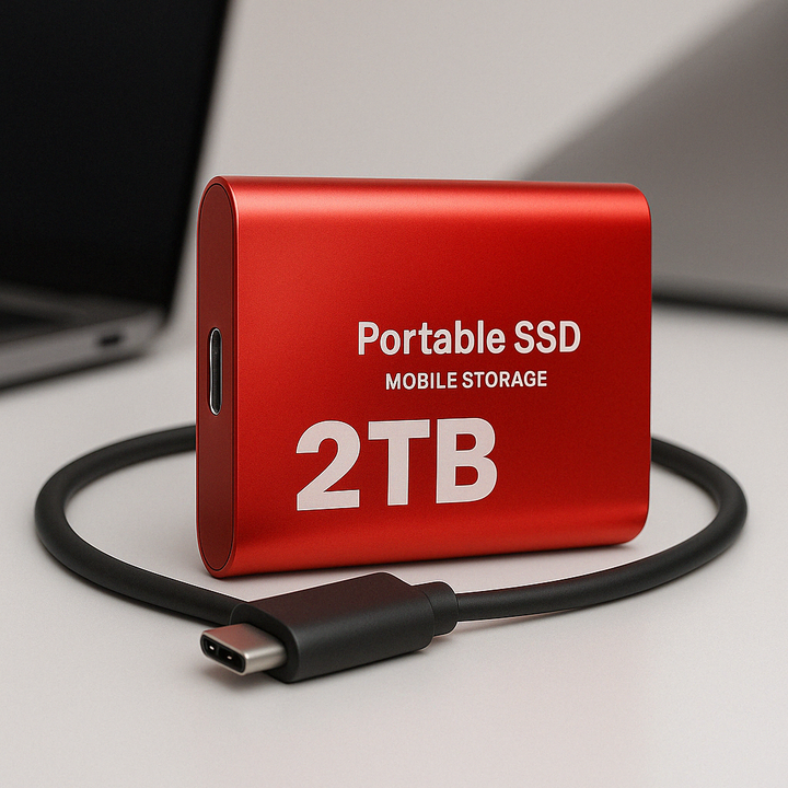 Razendsnelle 2TB draagbare externe SSD USB-C. Veilige en compacte dataopslag voor al je apparaten.