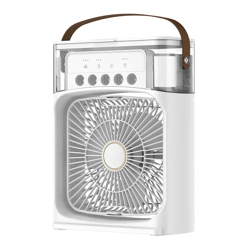 Draagbare 3-in-1 luchtkoeler met bevochtiger en luchtreiniger voor thuis of kantoor. Energiezuinige USB ventilator.