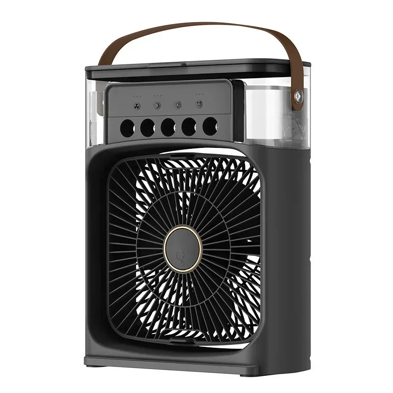 Stijlvolle draagbare 3-in-1 luchtkoeler met bevochtiger en luchtreiniger voor comfort in huis. Energiezuinige koeling.