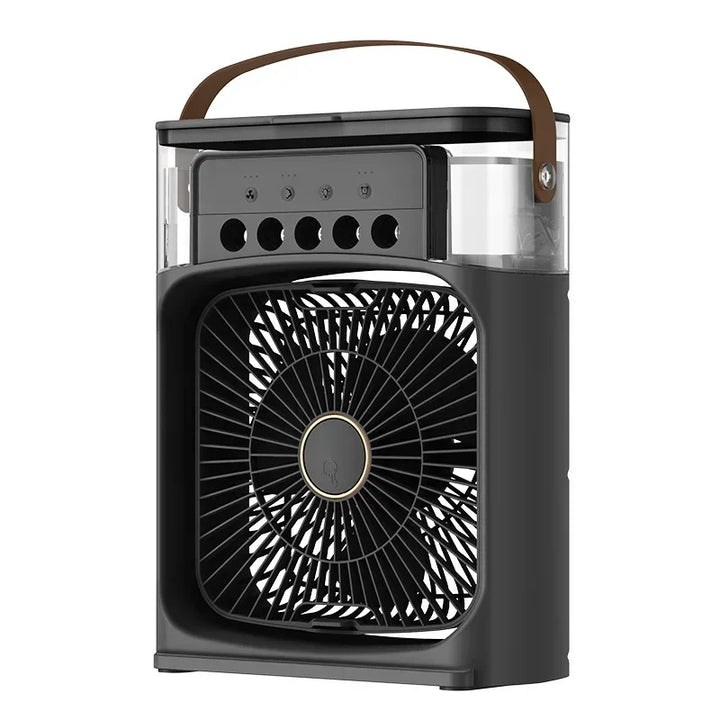 Stijlvolle draagbare 3-in-1 luchtkoeler met bevochtiger en luchtreiniger voor comfort in huis. Energiezuinige koeling.
