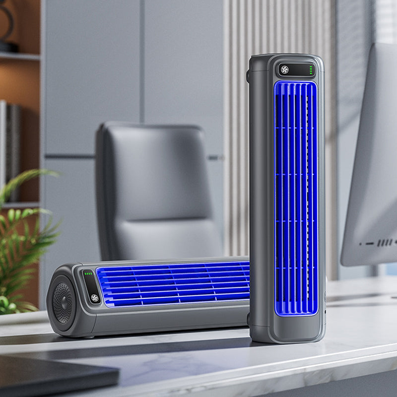 Draagbare airco voor huis & kantoor, snelle zomer verkoeling in grijs design, bladloos.