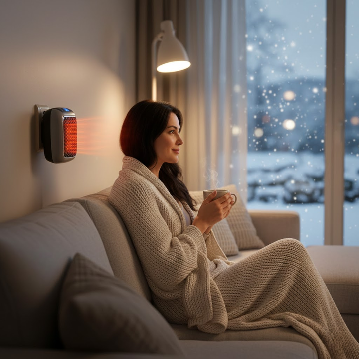 Veilige draagbare kachel met overhittingsbeveiliging, ideaal voor huishoudelijk gebruik, winterklaar.