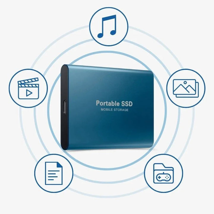 Slanke externe SSD met compact design, duurzaam en esthetisch voor veilige data beveiliging.