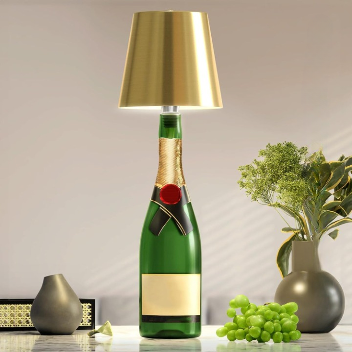 Moderne fleslamp met LED verlichting en dimbare touch, sfeervolle interieur verlichting voor elke ruimte.
