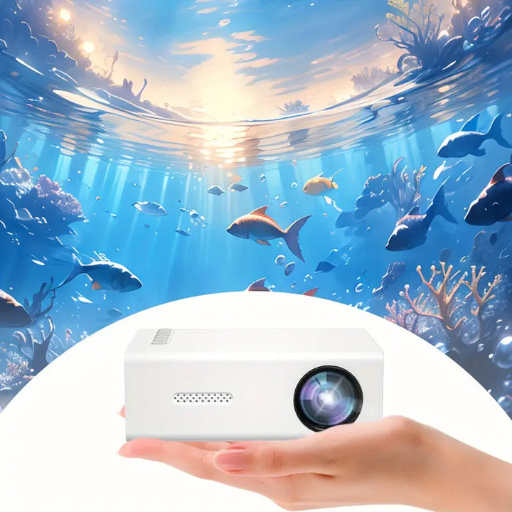 Slimme draagbare beamer met Android/iOS, wifi en snelle focus, voor naadloze presentaties en films.
