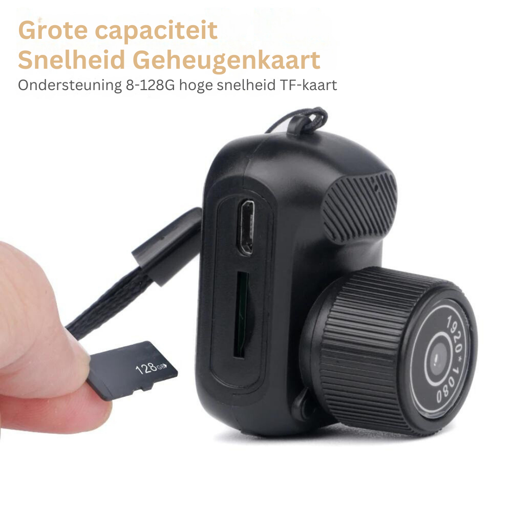 Compacte mini camera voor haarscherpe HD video en foto's. Perfect draagbaar opnameapparaat voor elke gelegenheid.