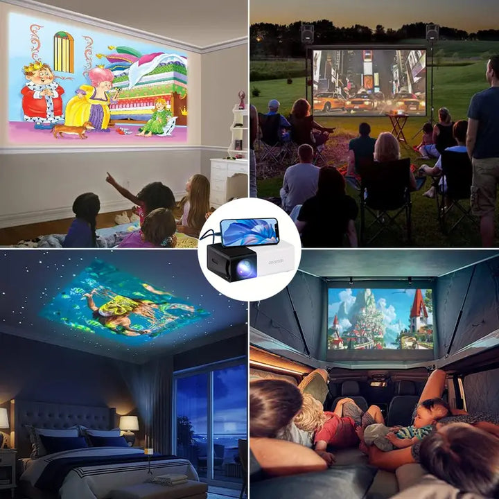 Stijlvolle, compacte mini LED projector met speakers; perfect voor elke ruimte en reis.