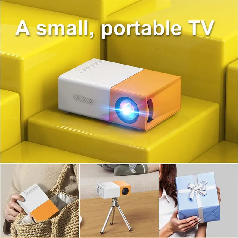 Multimedia mini LED projector met HDMI & USB, ingebouwde speakers voor veelzijdig gebruik.