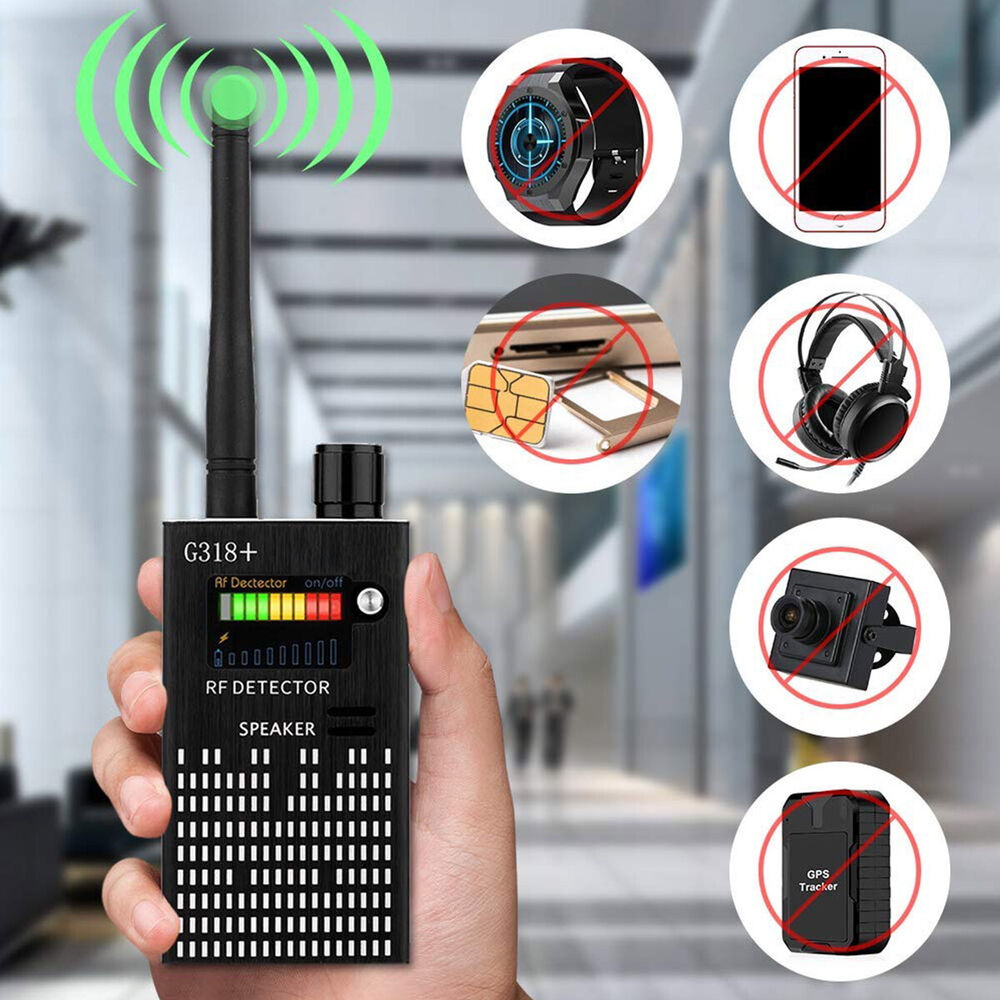 Draagbare RF signaaldetector met laserfunctie voor het opsporen van verborgen camera's en afluisterapparatuur.