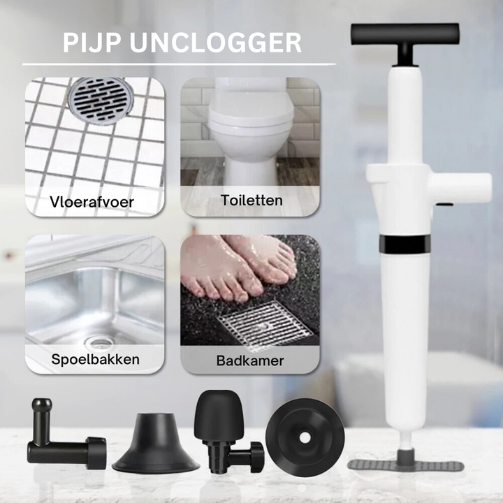 Krachtige DrainGlide hogedrukontstopper voor snelle reiniging van badkamerafvoeren, toilet en douche.