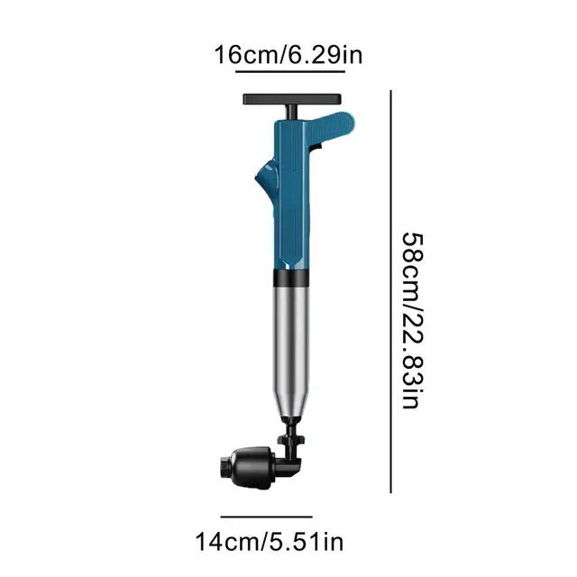 Detail van de DrainGlide ontstopper met ergonomisch handvat en hogedruk mechanisme voor krachtig ontstoppen.