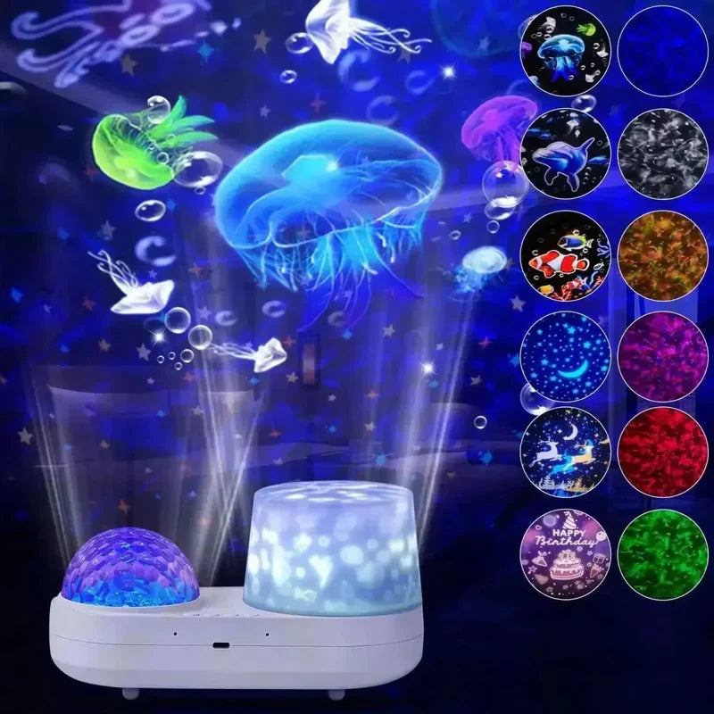 DreamLuxe nachtlampje projector voor babykamer en kinderkamer. Rustgevend sfeerlicht met sterrenhemel en oceaan projectie.