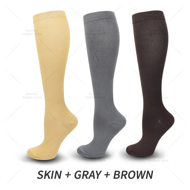 Kniehoge steunkousen, ondersteunen gezonde bloedvaten. Perfect voor preventie en comfort, 3 paar.