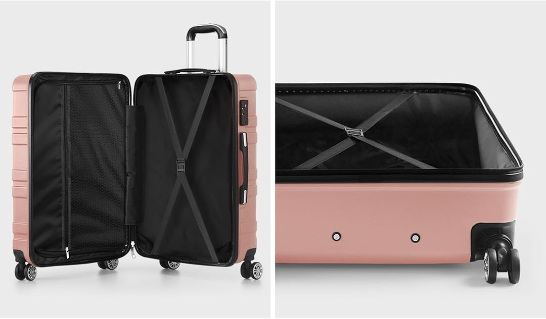 Hardschaal reisbagage set, ideaal voor lange en korte trips, met soepele spinner wielen.