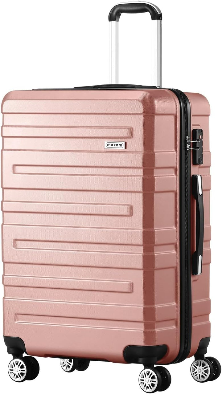 Grote hardschaal koffer, middelgrote koffer en handbagage, allemaal met spinner wielen.