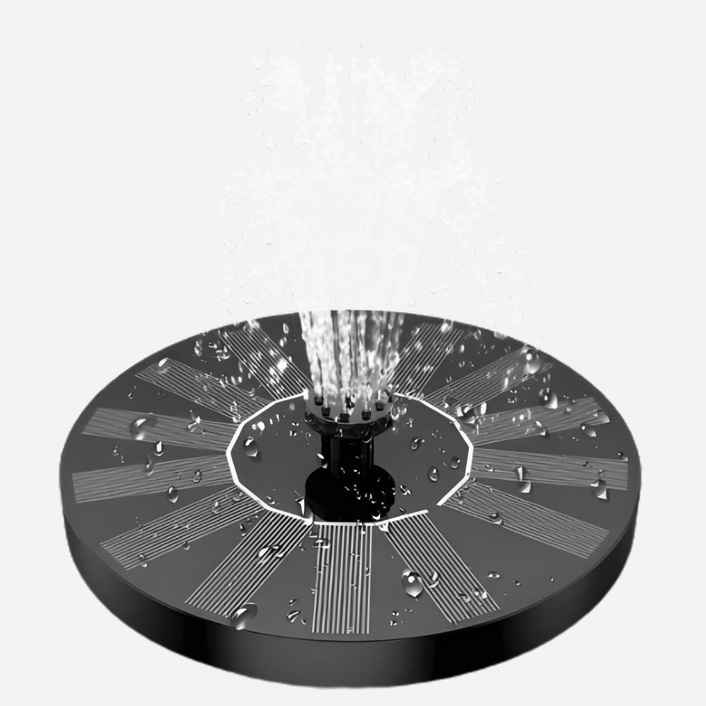 Drijvende zonnefontein (16 cm) voor tuin & vijver; energiezuinig waterornament, ideaal als vogelbad & tuindecoratie.