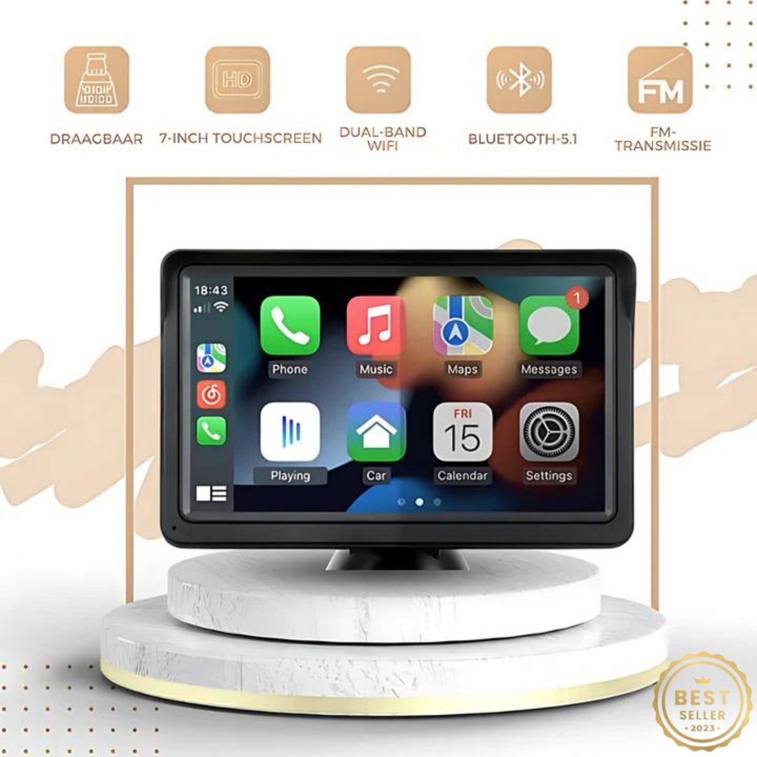 DrivePlay Slimme Auto Adapter voor Apple CarPlay & Android Auto; moderniseer je autoradio met navigatie.