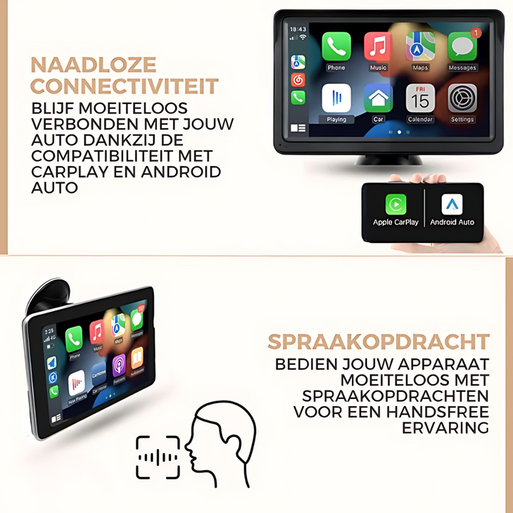 Ervaar draadloze Apple CarPlay en Android Auto via de DrivePlay adapter; perfecte multimedia upgrade.