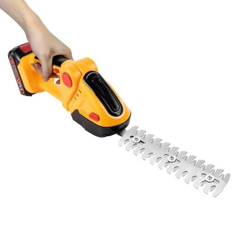 Ergonomisch handvat van de draadloze heggenschaar, voor precisie en comfortabel snoeien van hagen.