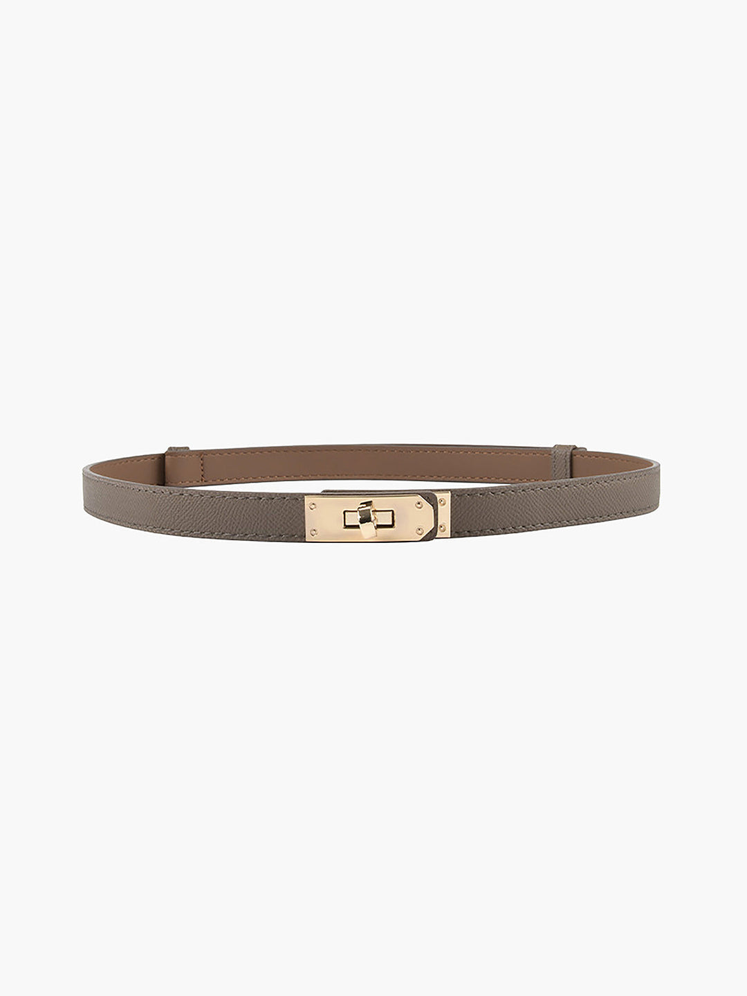 Klassieke dunne leren riem voor dames in zwart, met goudkleurige gesp; een veelzijdig fashion item.