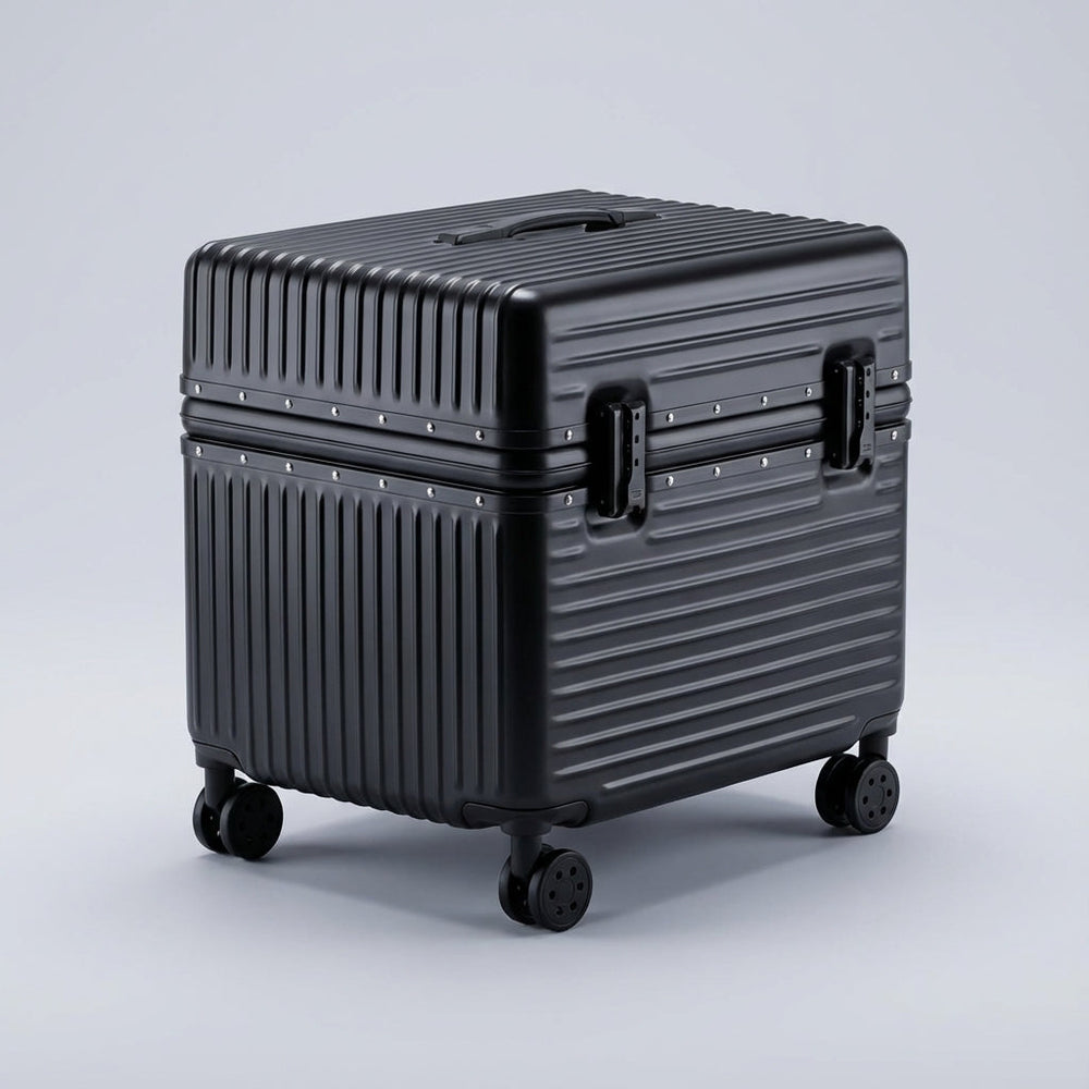 Compacte ABS PC trolley handbagage koffer met stevig aluminium frame, 4 wielen en veilig TSA slot.